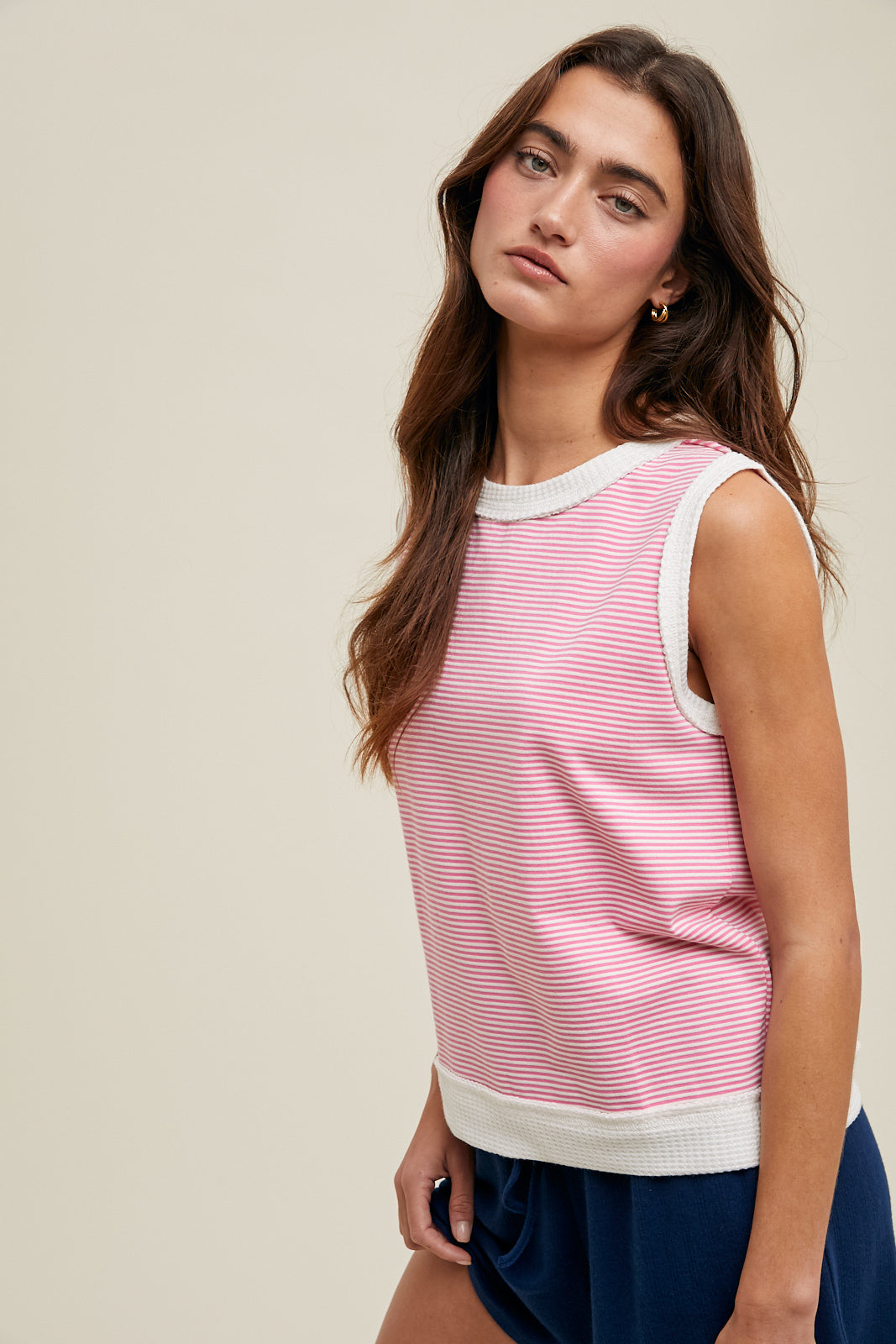 Pink Striped Muscle Tank