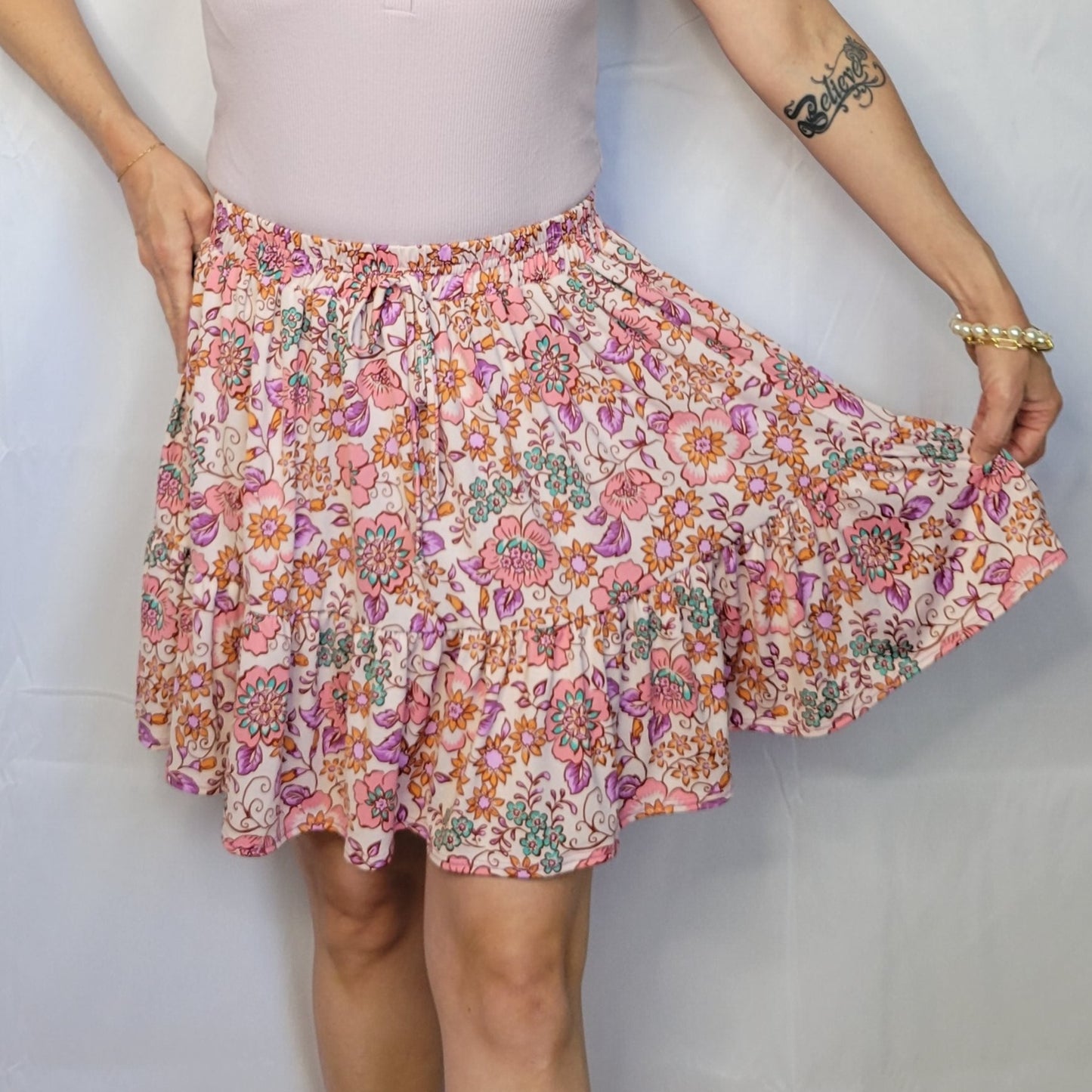 Pink Floral Skirt