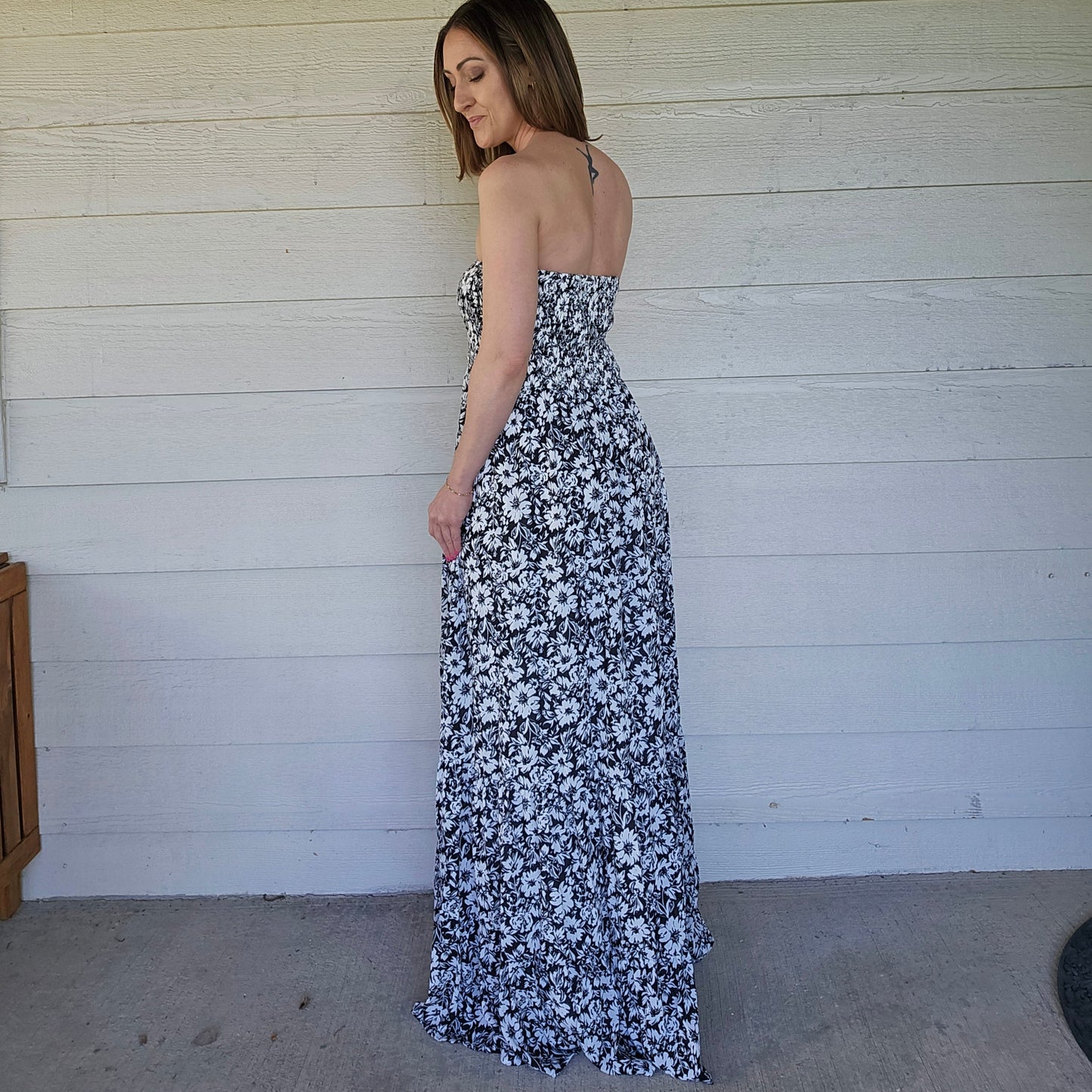 Strapless Floral Maxi Dress