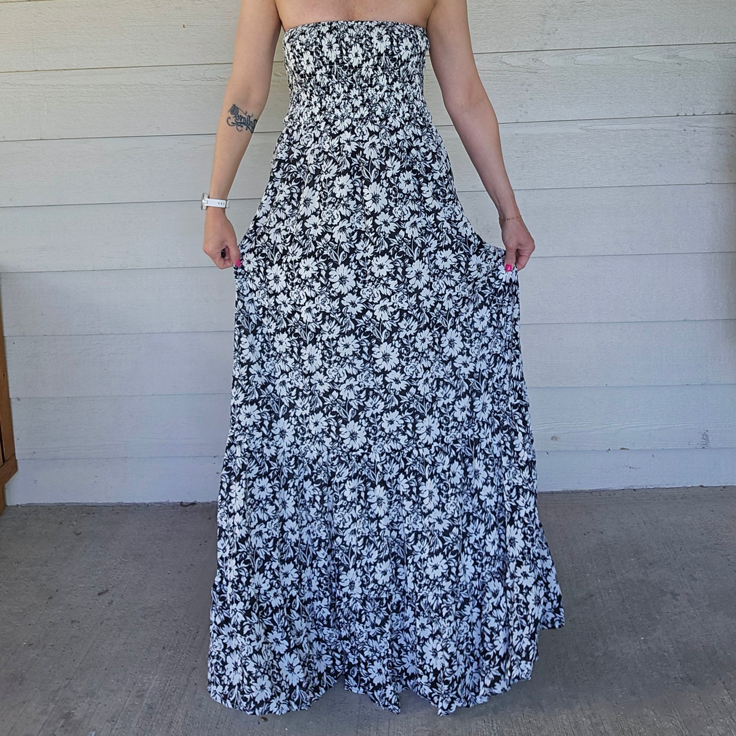 Strapless Floral Maxi Dress
