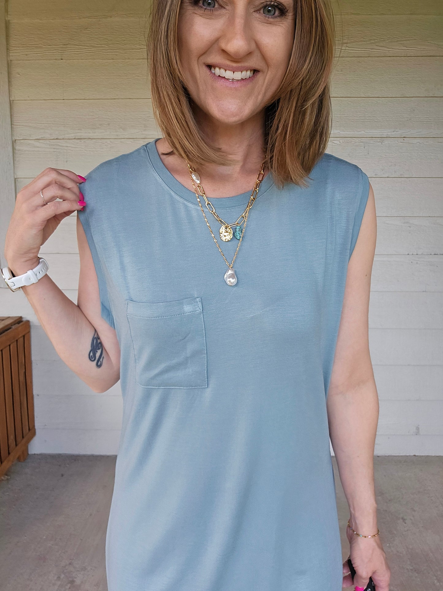 Sleeveless Teal Dress