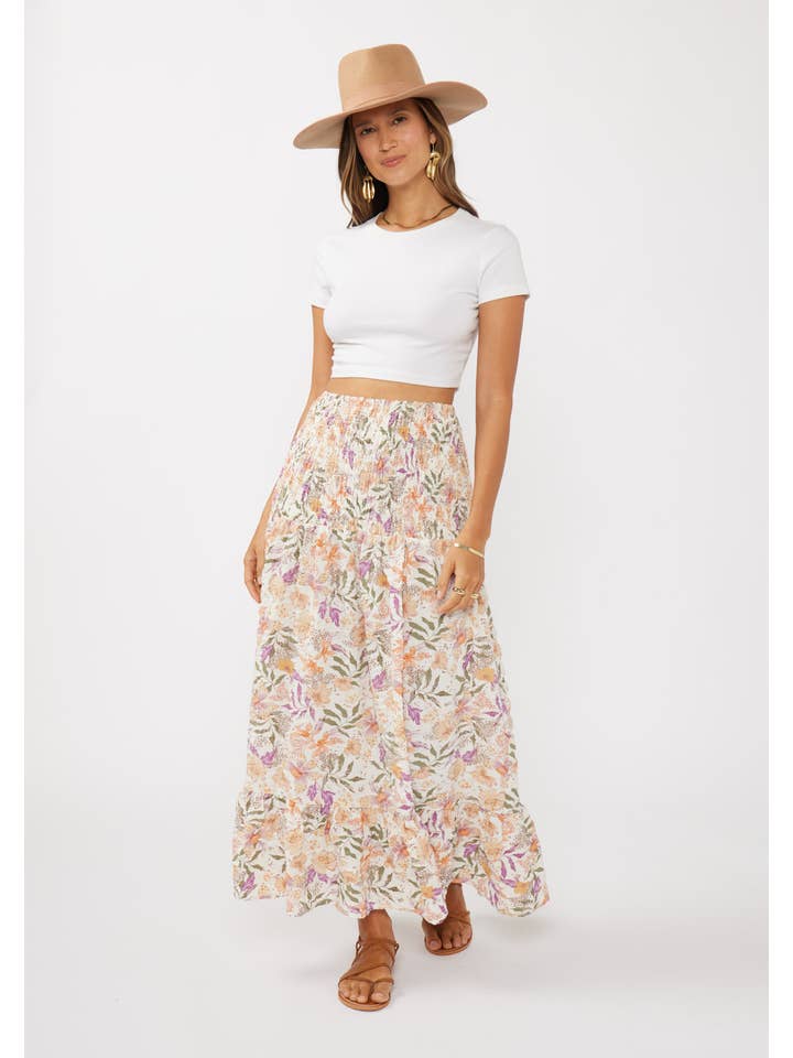 Convertible Floral Smocked Skirt