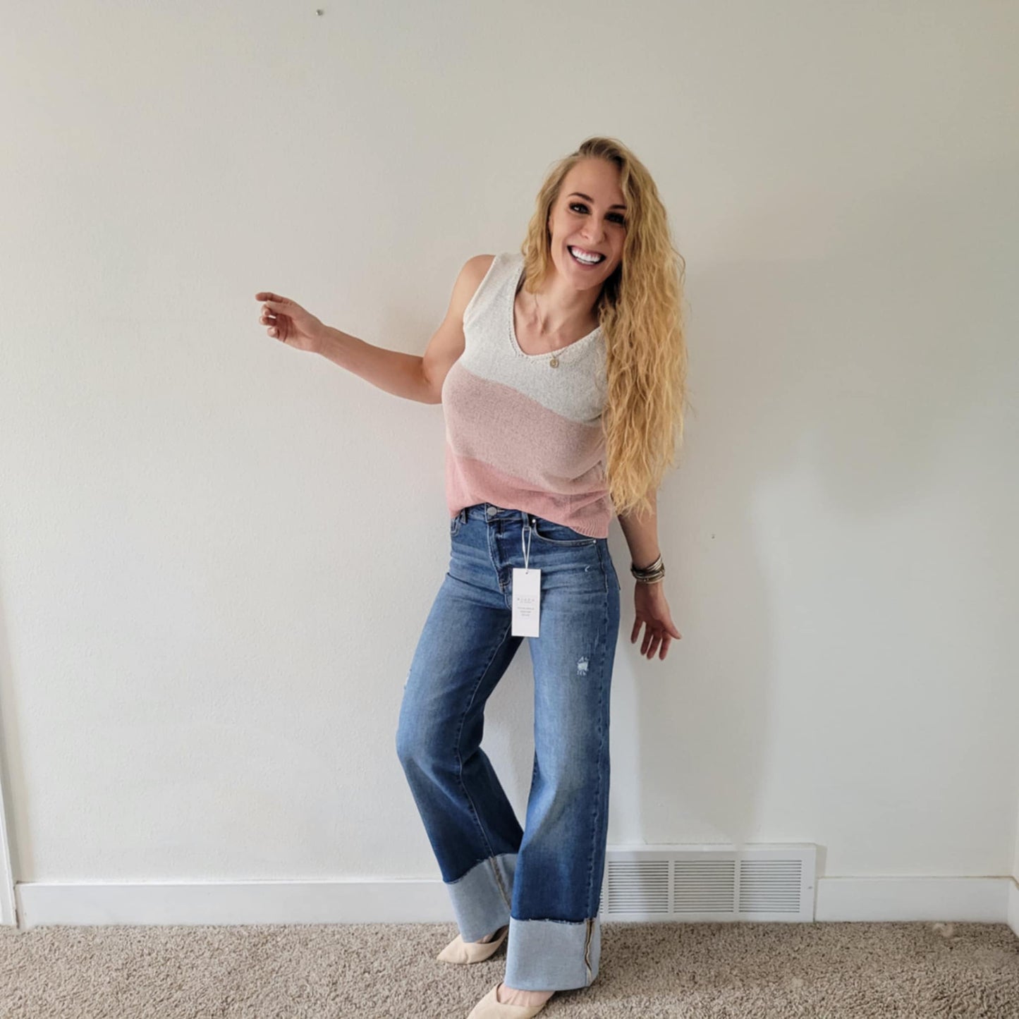 Cuffed Wide Leg Jeans
