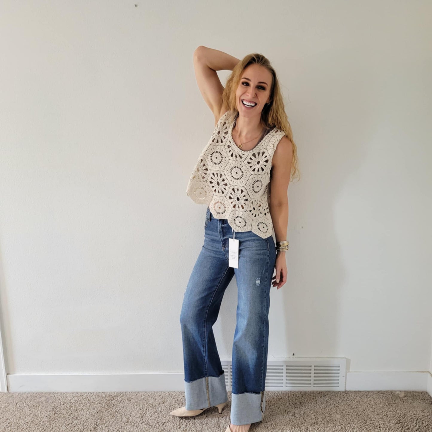 Cuffed Wide Leg Jeans
