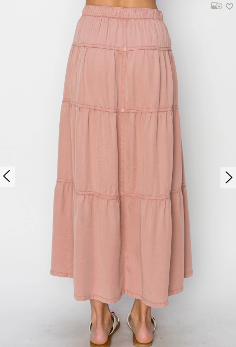 Mauve Tiered Maxi Skirt