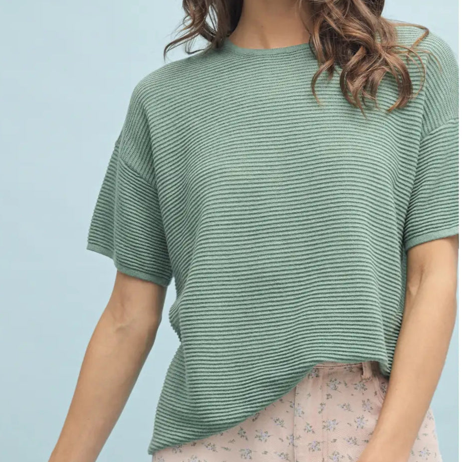 Ribbed Teal Top