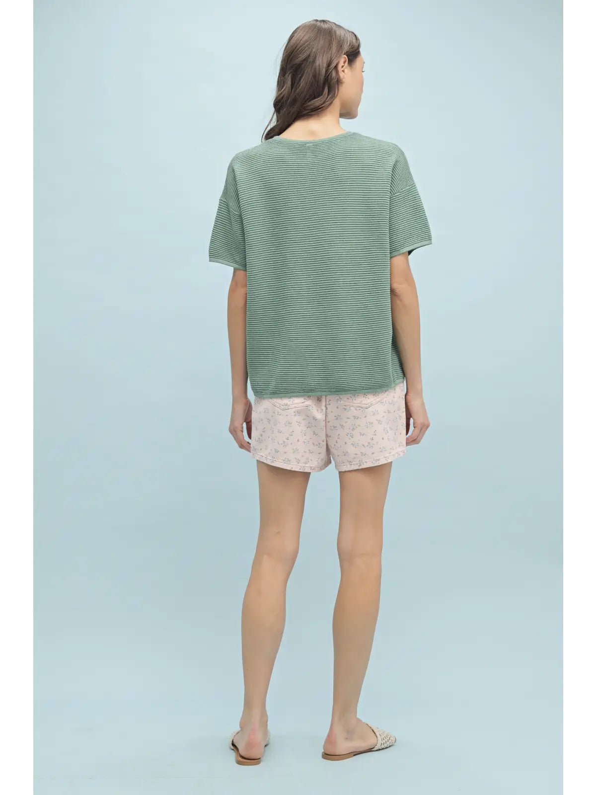 Ribbed Teal Top