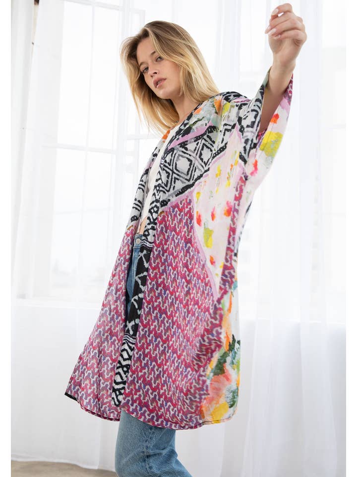Floral Abstract Print Kimono