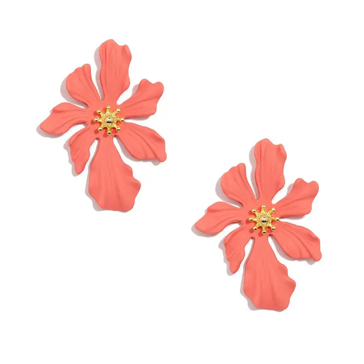 Coral Floral Earrings