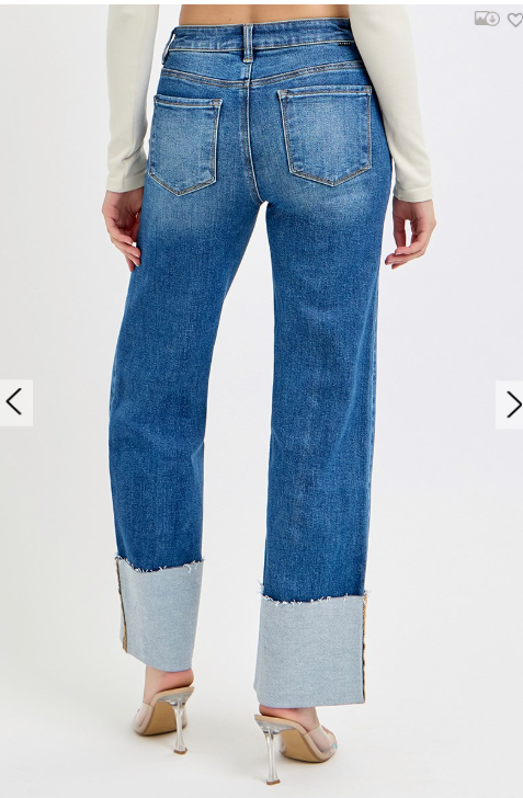 Cuffed Wide Leg Jeans