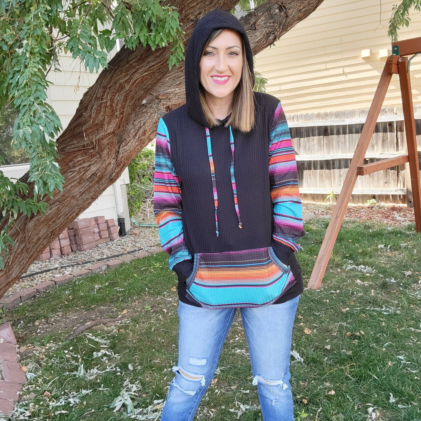 Light Multi-Colored Black Hoodie