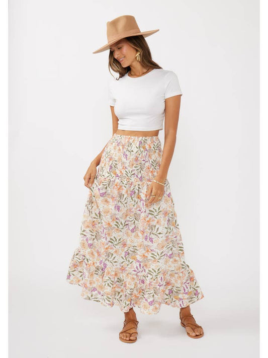 Convertible Floral Smocked Skirt