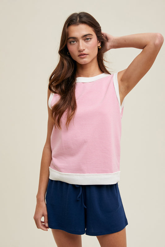 Pink Striped Muscle Tank