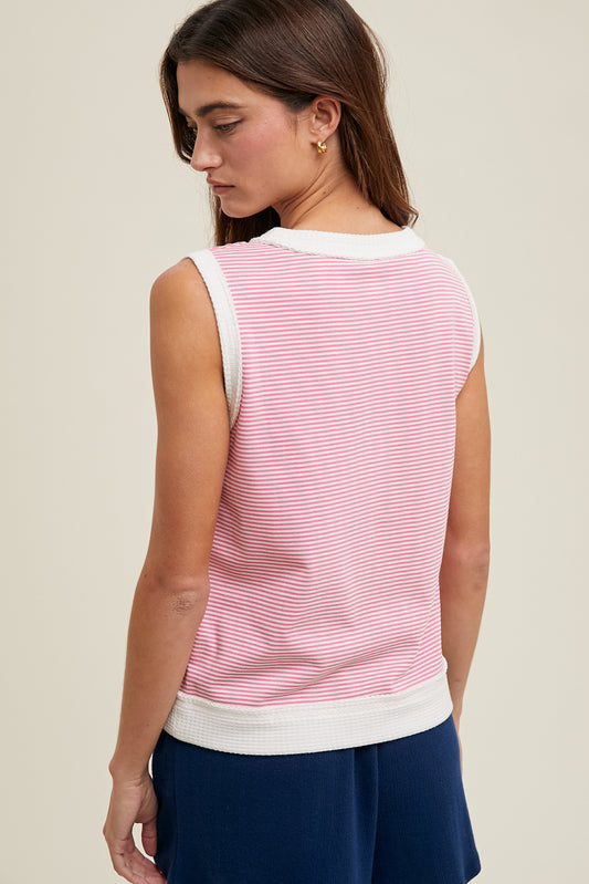 Pink Striped Muscle Tank