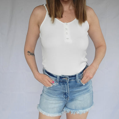 White Ribbed Tank