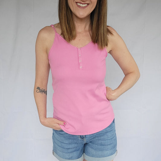 Pink Ribbed Tank