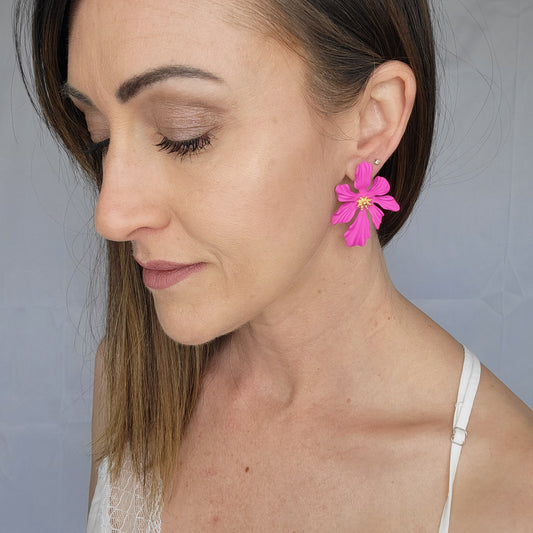 Coral Floral Earrings