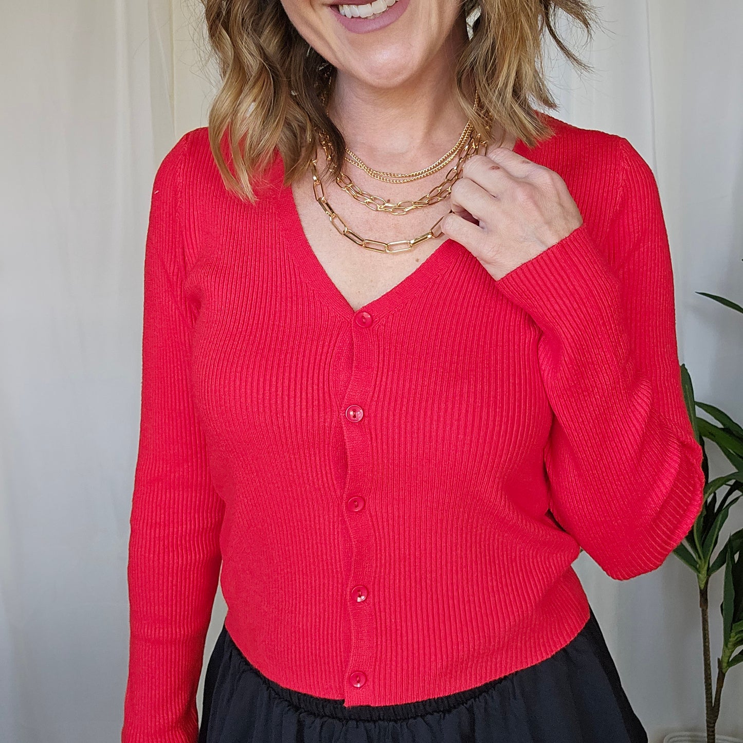 Red Cardigan Sweater