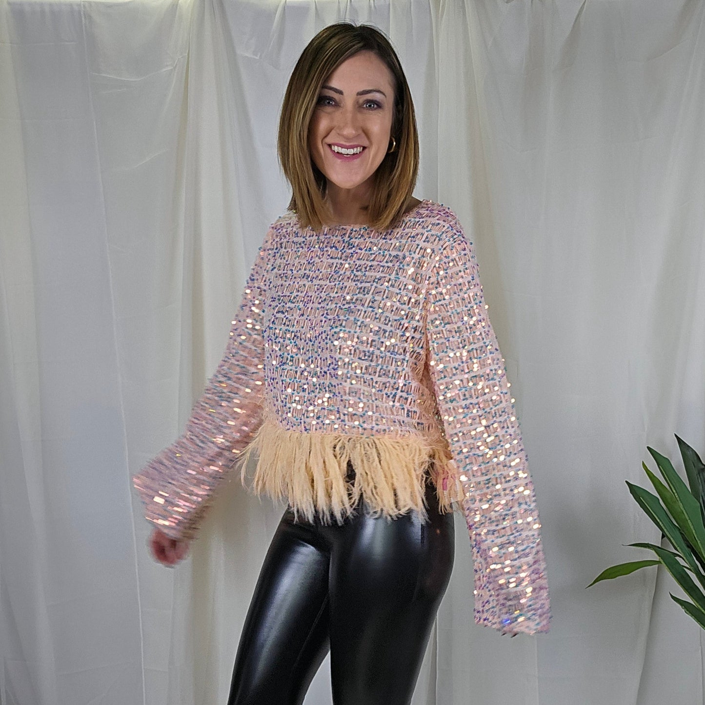 Sequin Feather Top