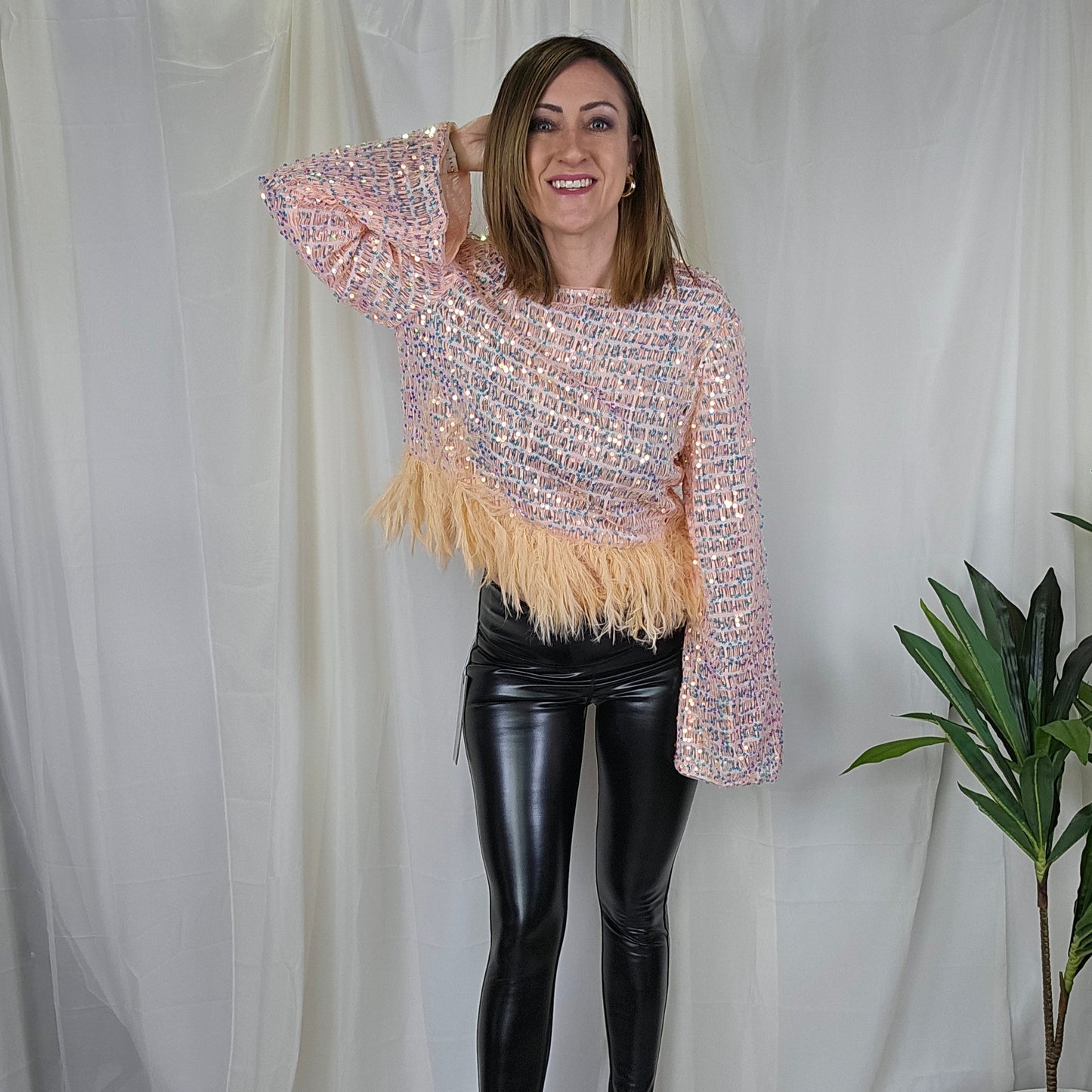Sequin Feather Top