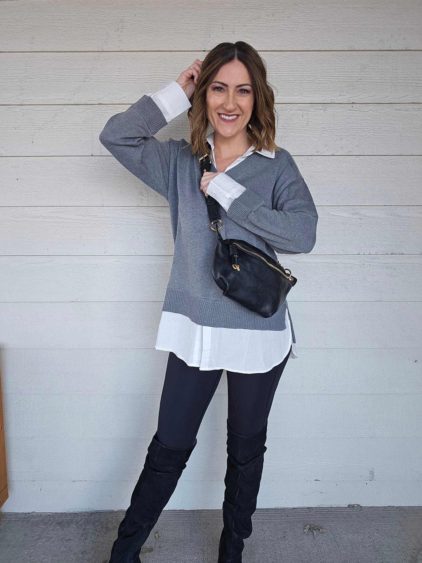 Gray Collared Sweater