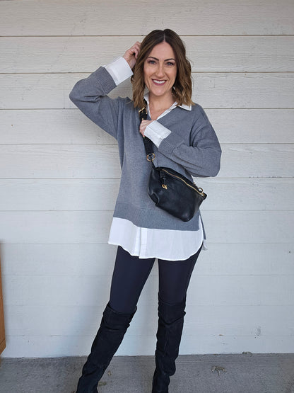 Gray Collared Sweater
