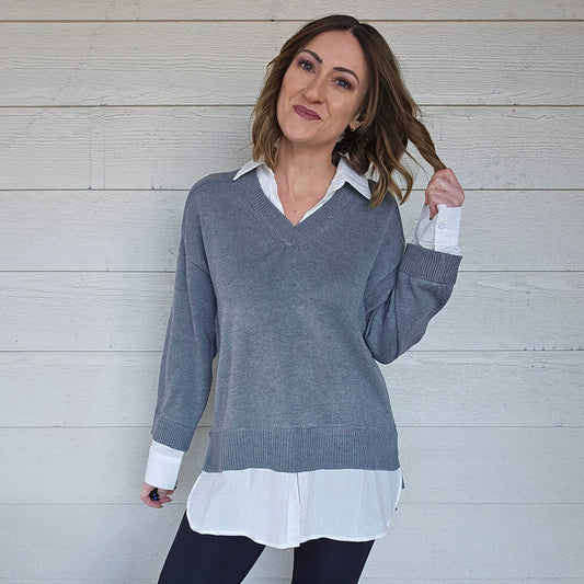 Gray Collared Sweater