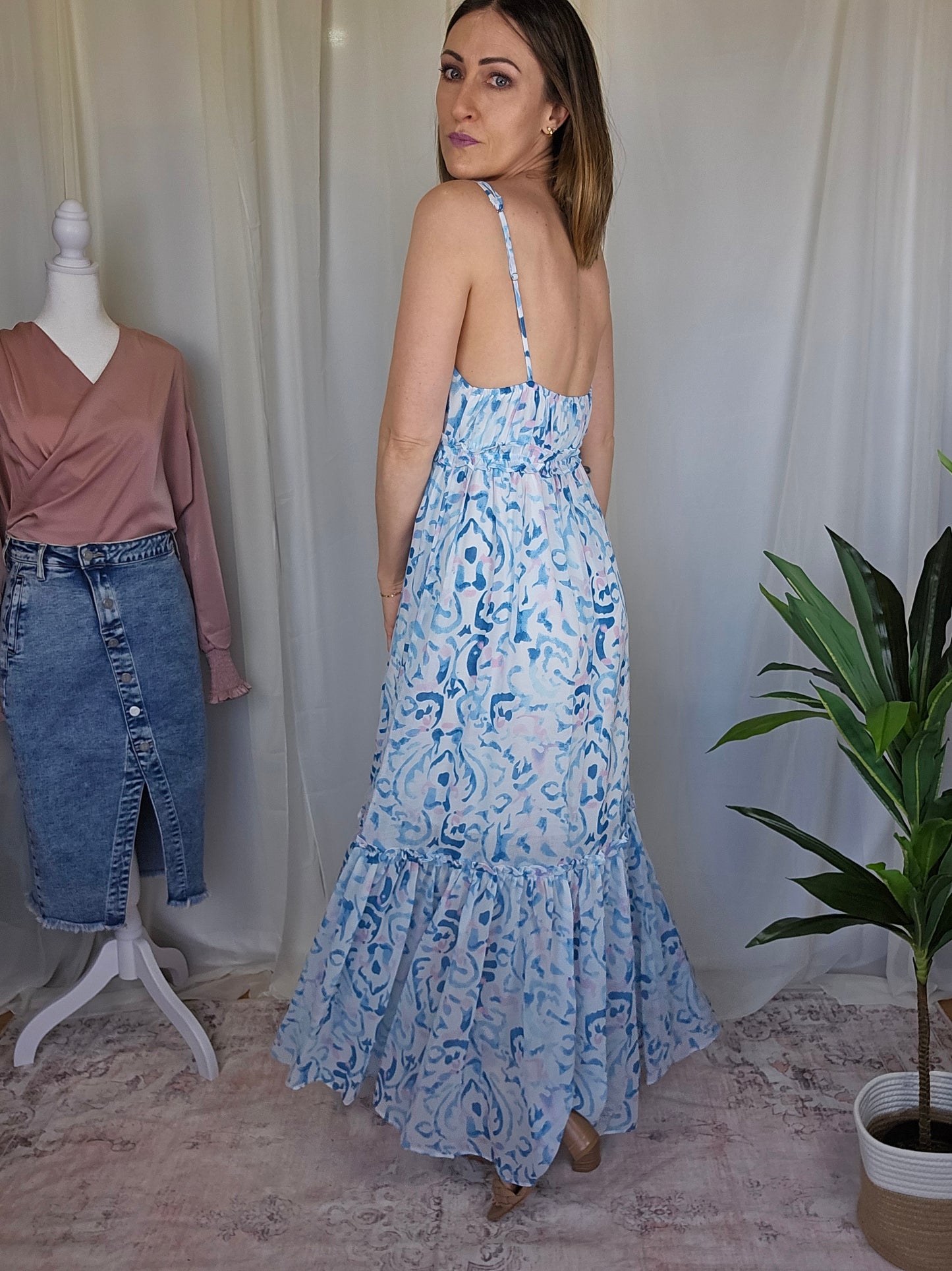 Ruffled Floral Maxi Dress