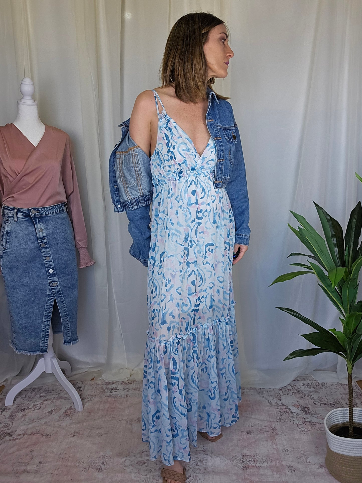 Ruffled Floral Maxi Dress