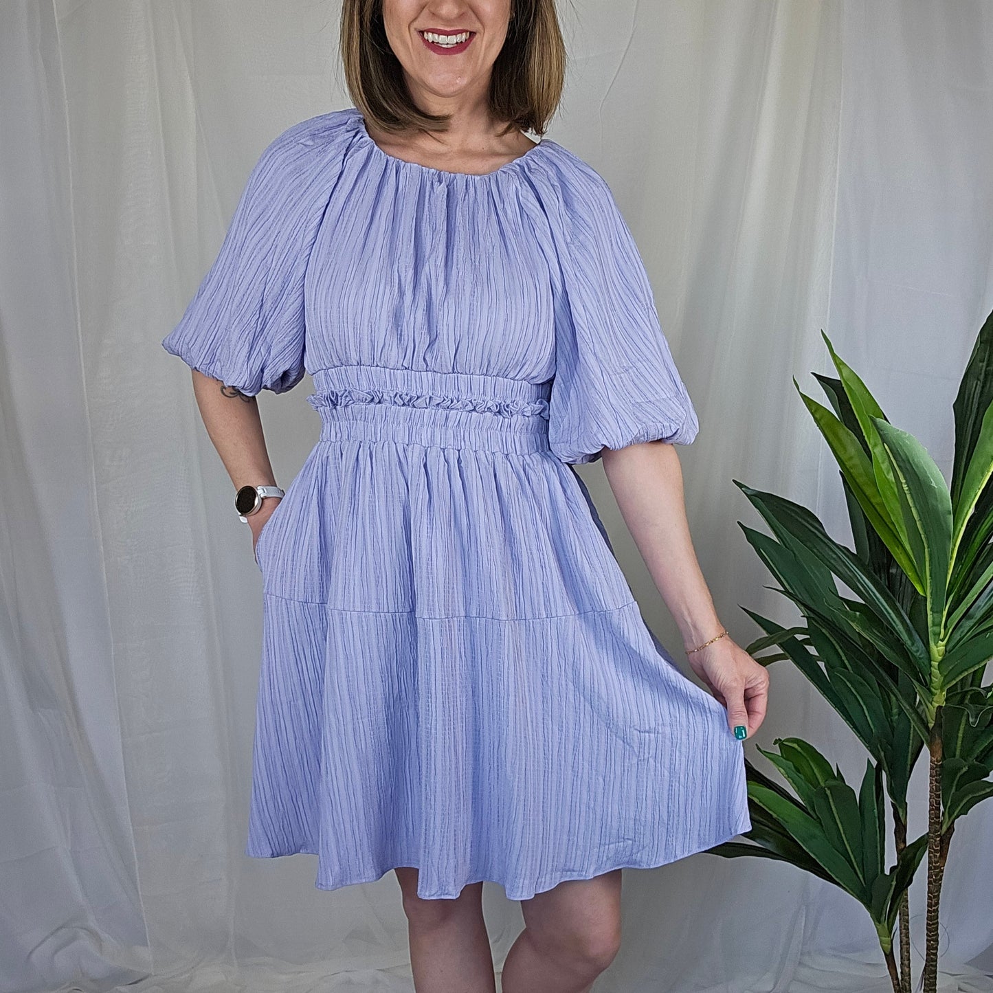 Lavender Puff Sleeve Dress