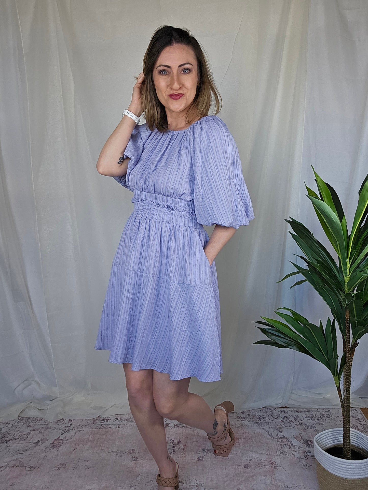 Lavender Puff Sleeve Dress
