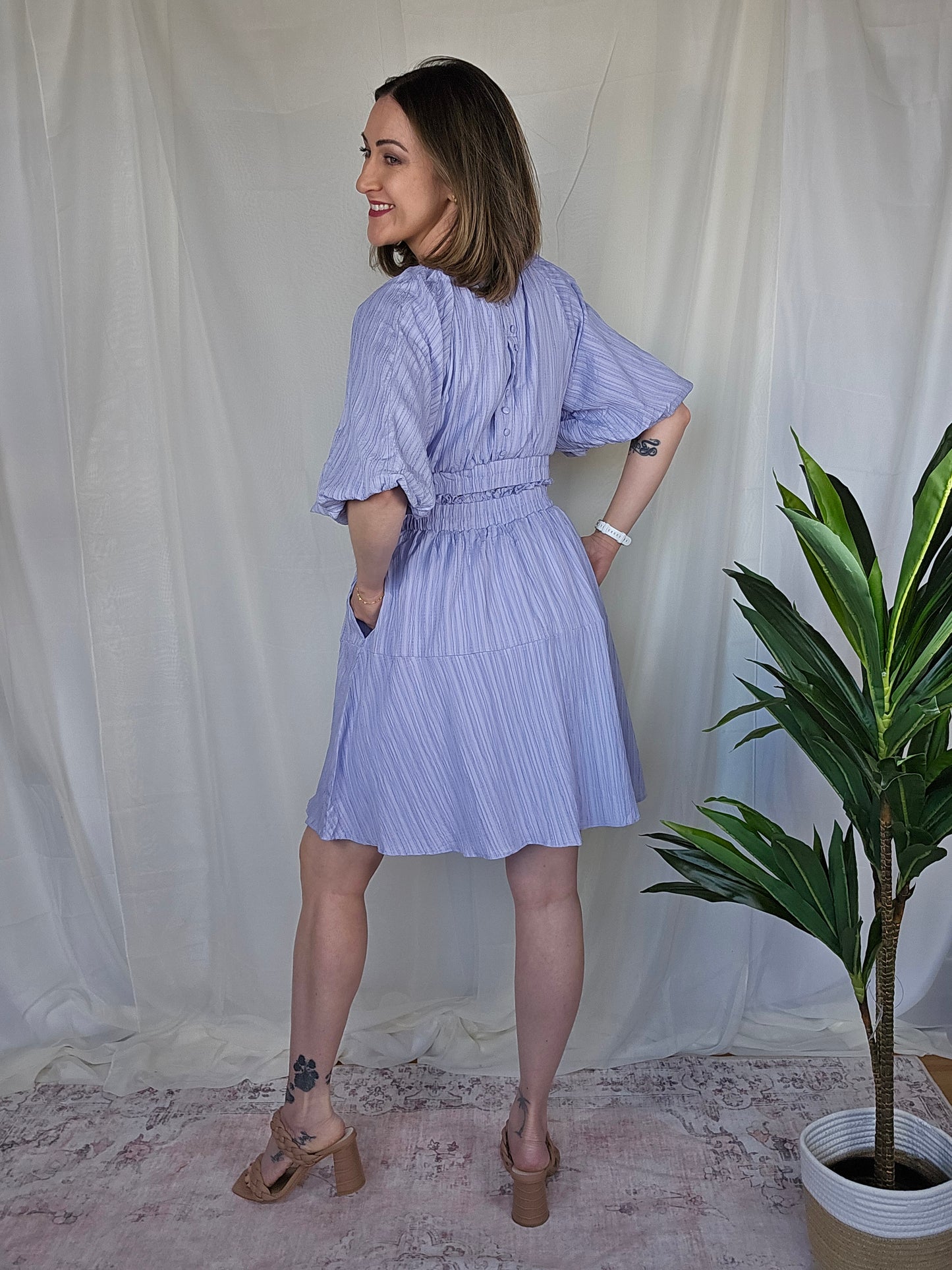 Lavender Puff Sleeve Dress