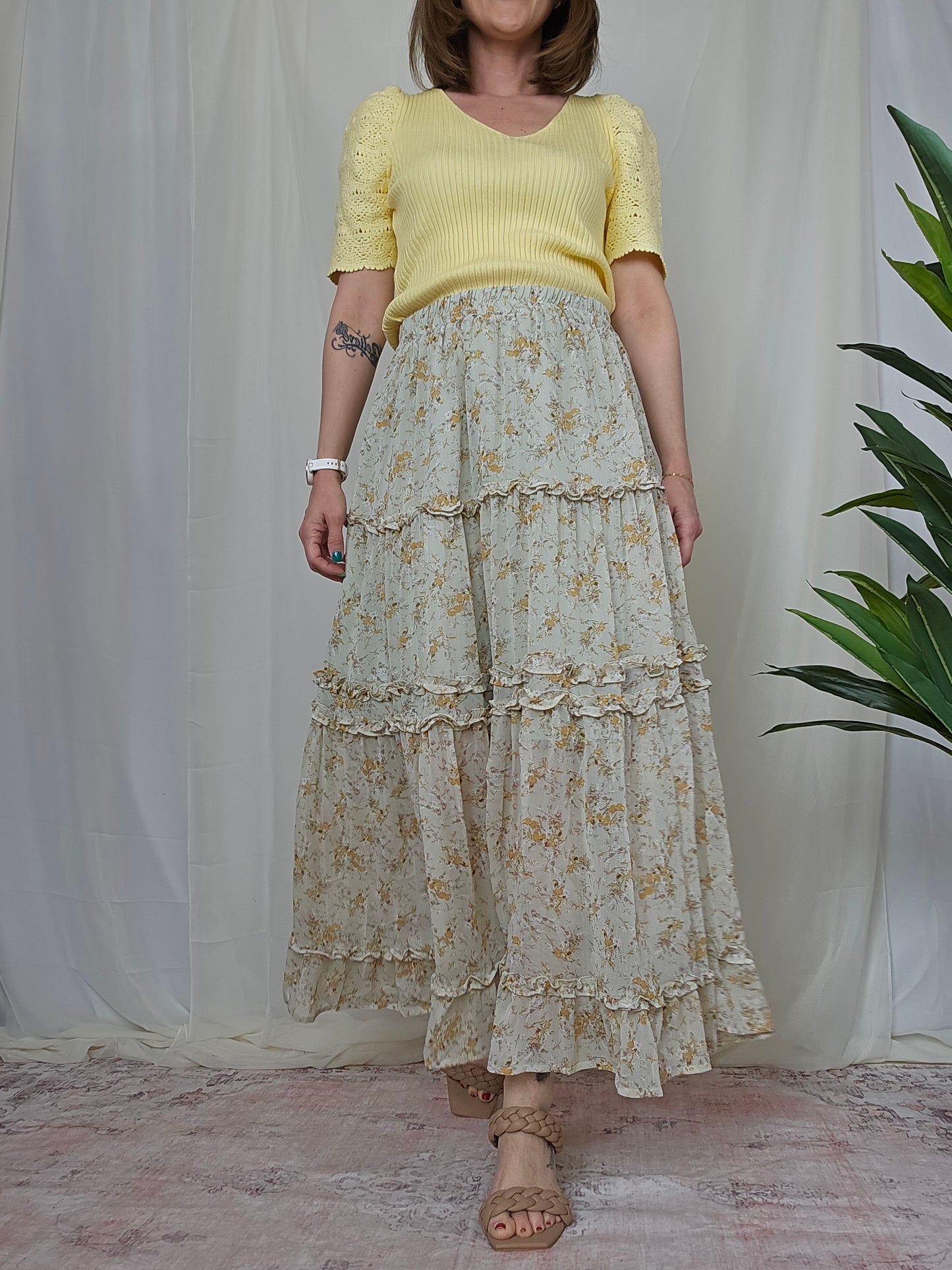 Floral Tiered Maxi Skirt