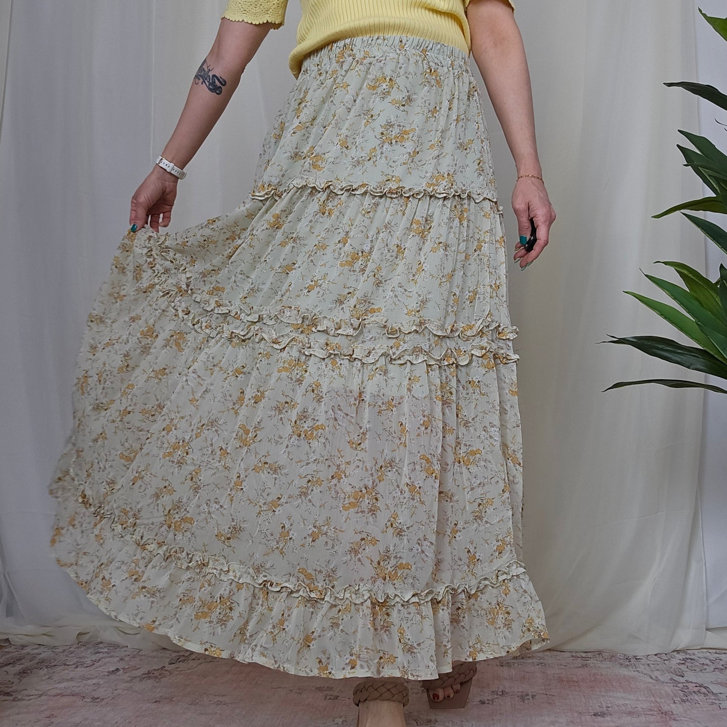 Floral Tiered Maxi Skirt