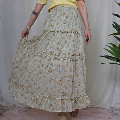 Floral Tiered Maxi Skirt