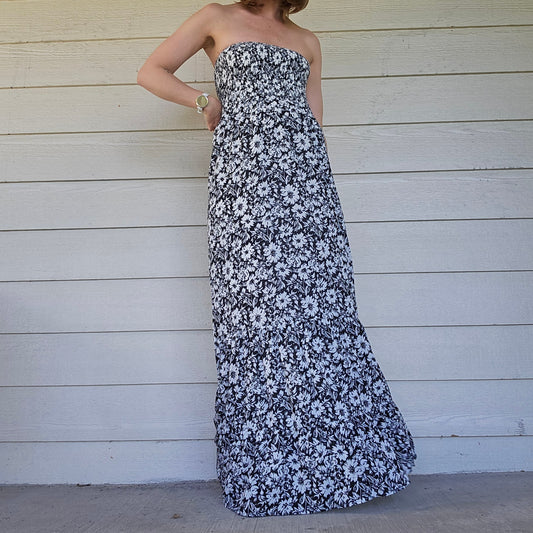 Strapless Floral Maxi Dress