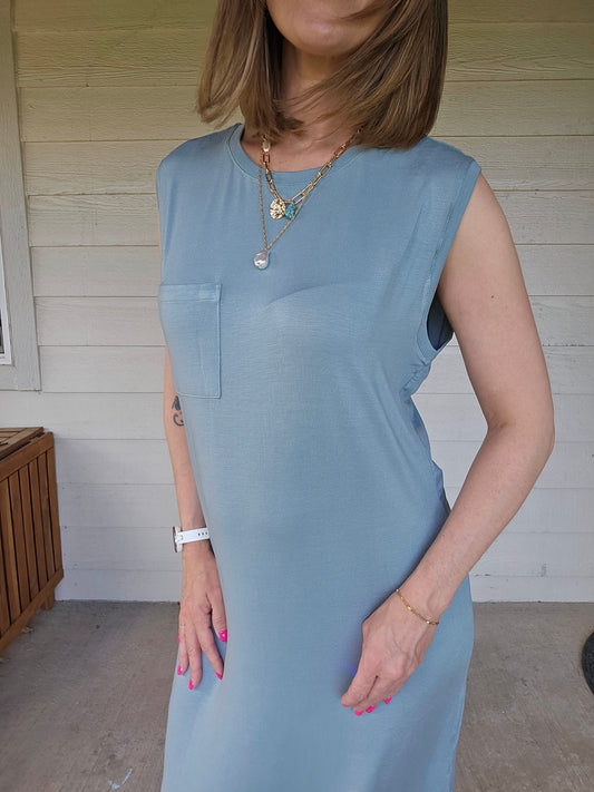 Sleeveless Teal Dress