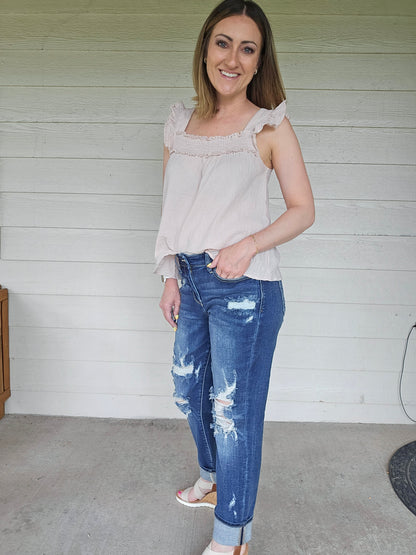 Distressed Boyfriend Jeans