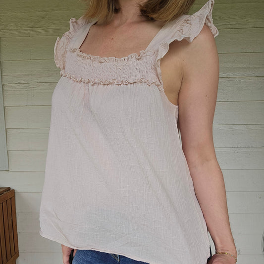 Pale Pink Ruffle Tank