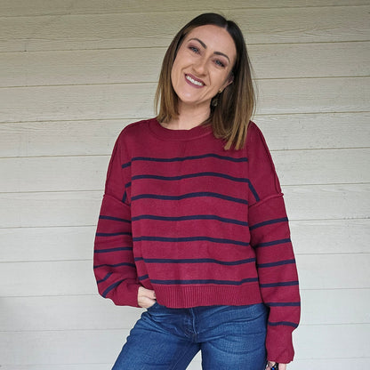 Maroon Striped Sweater