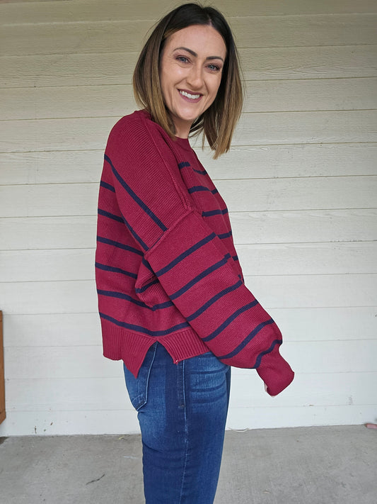 Maroon Striped Sweater