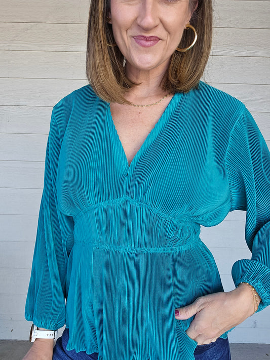 Green Pleated Top