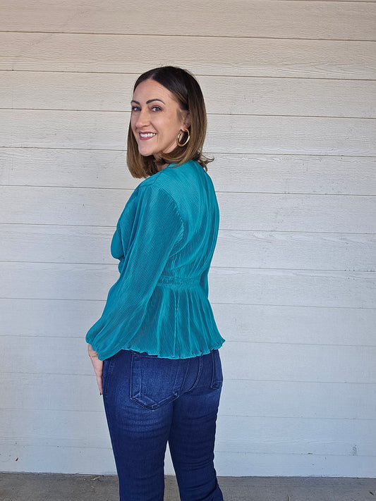 Green Pleated Top
