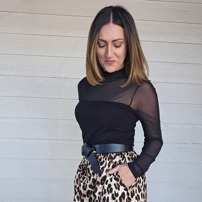 Ribbed Sheer Black Top