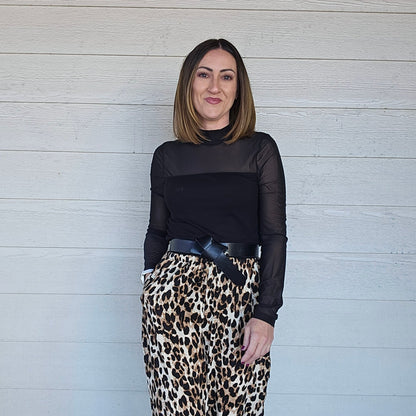 Ribbed Sheer Black Top