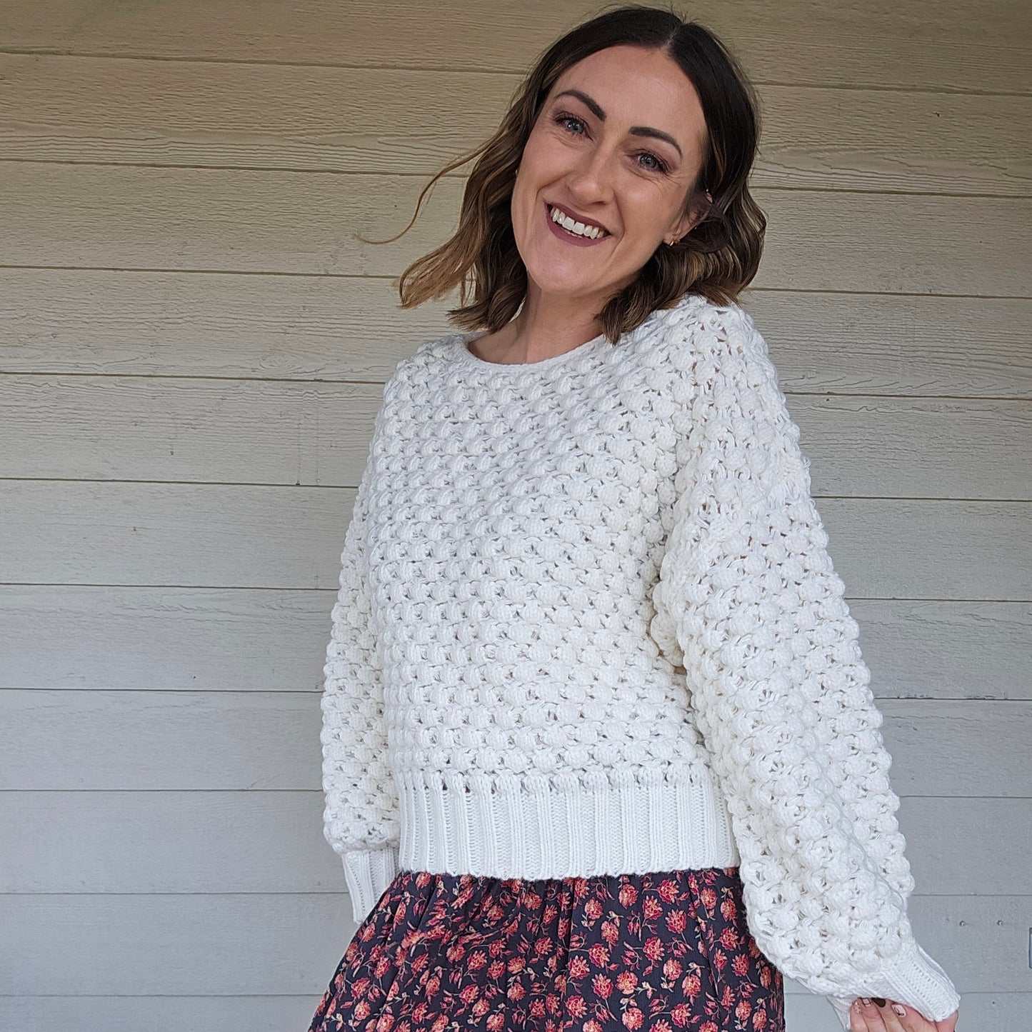 White Bubble Sweater