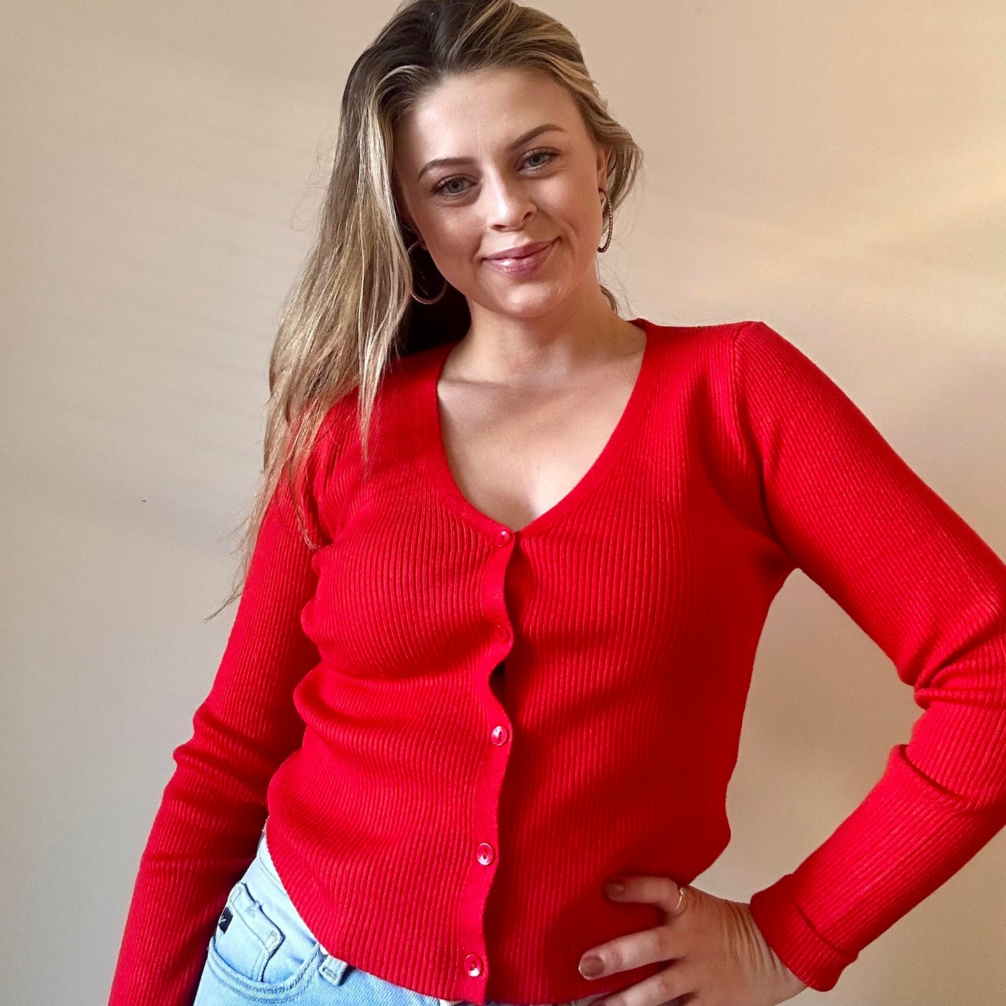 Red Cardigan Sweater