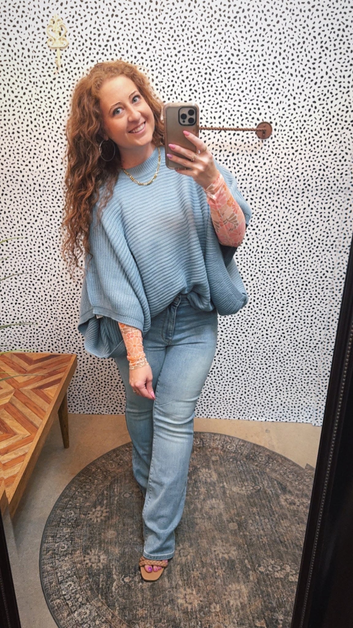 Knitted Blue Poncho