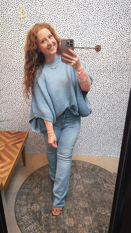 Knitted Blue Poncho