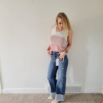 Cuffed Wide Leg Jeans